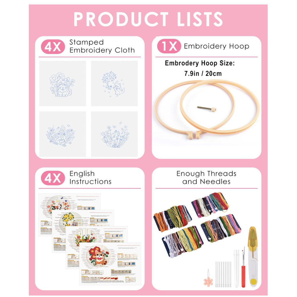 Adjustable embroidery hoop kit for beginners
Cute Cat embroidery pattern kit for adults Kuwait