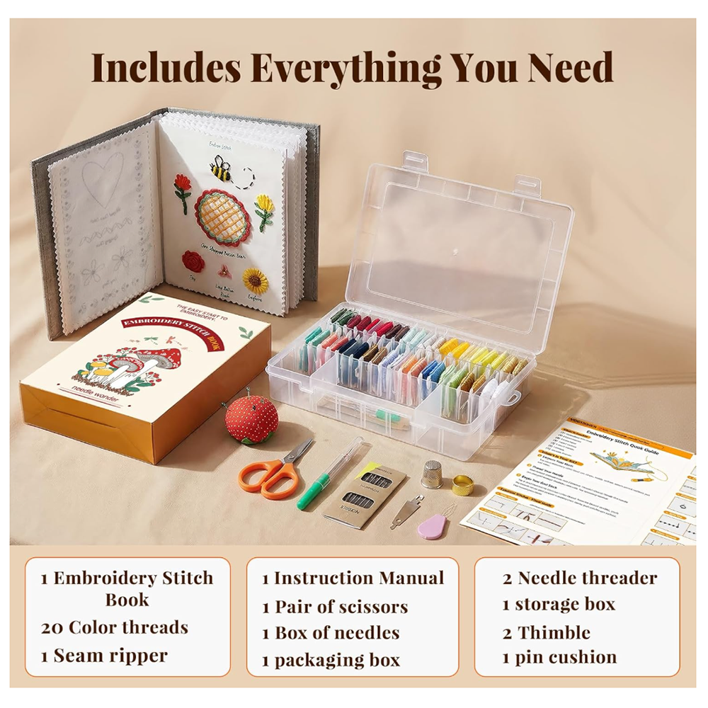 CYANFOUR Embroidery Stitch Book Kit