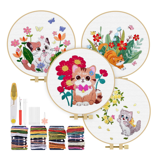 Cute Cat Embroidery Kit