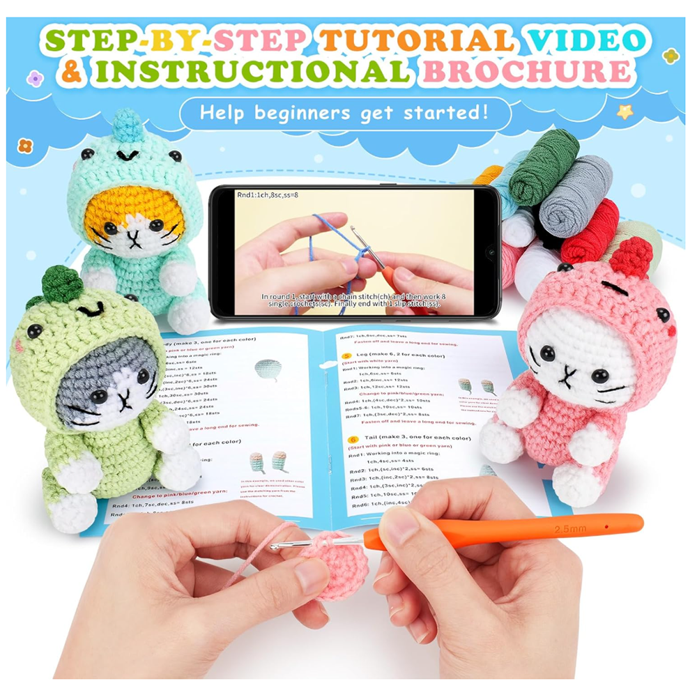 Dinosaur Cat Crochet Kit