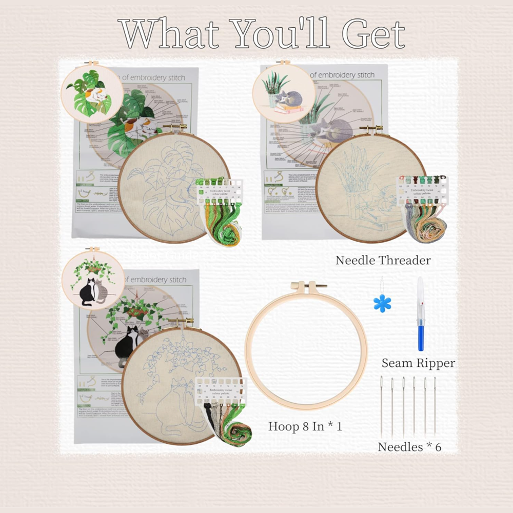 HighKick Cat Embroidery Kit