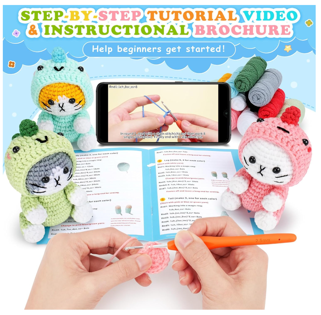 Dinosaur Cat Crochet Kit