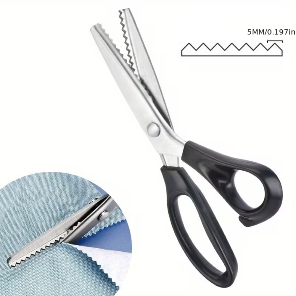 Zigzag scissors for fabric buy Kuwait

Angle/side shot:
Pinking shears fabric scissors price Kuwait

Blade close-up:
Stainless steel zigzag scissors decorative edge dressmaker shears

Handle/detail shot:
Comfort grip fabric scissors for sewing and quilting